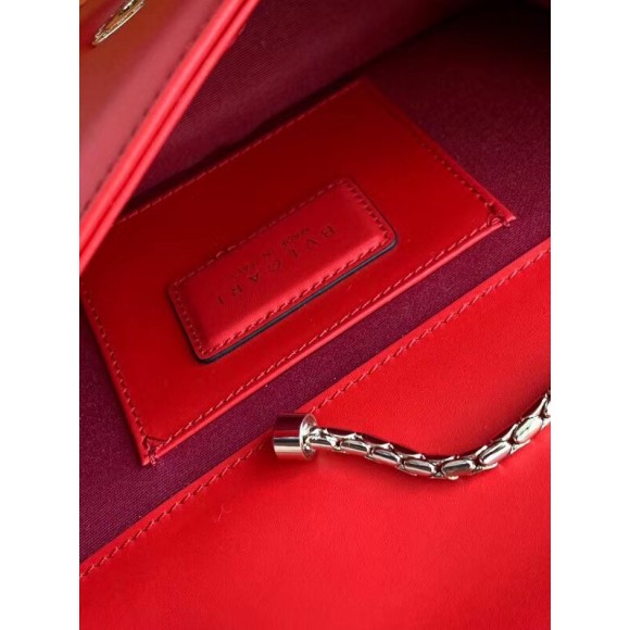 B*l*ai serpenti forever small cross-body bag in red calfskin