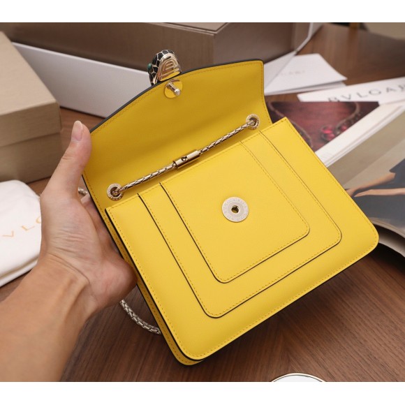 B*l*ai serpenti forever small crossbody bag in yellow leather