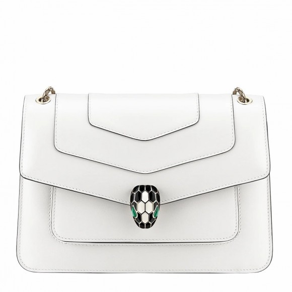 B*l*ai serpenti forever medium shoulder bag in white calfskin