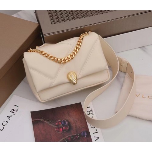 Bvlgari Serpenti Cabochon Small Bag In White Leather