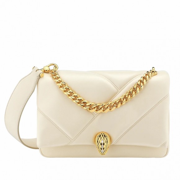 B*l*ai serpenti cabochon small bag in white leather