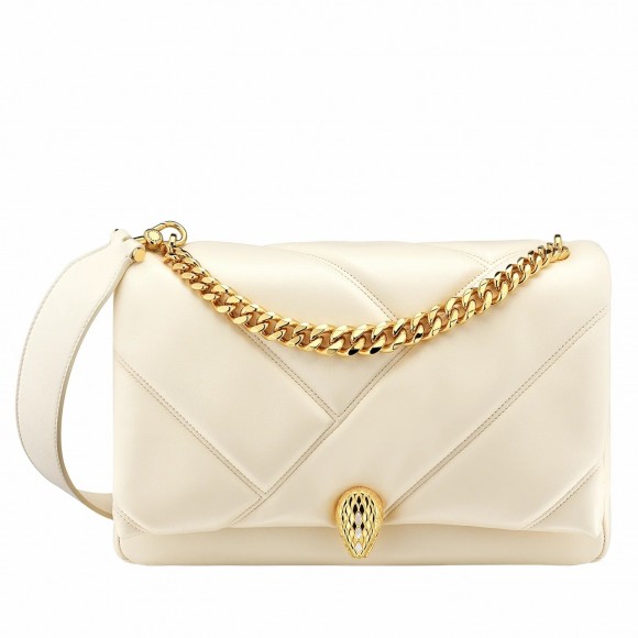 B*l*ai serpenti cabochon medium bag in white calfskin