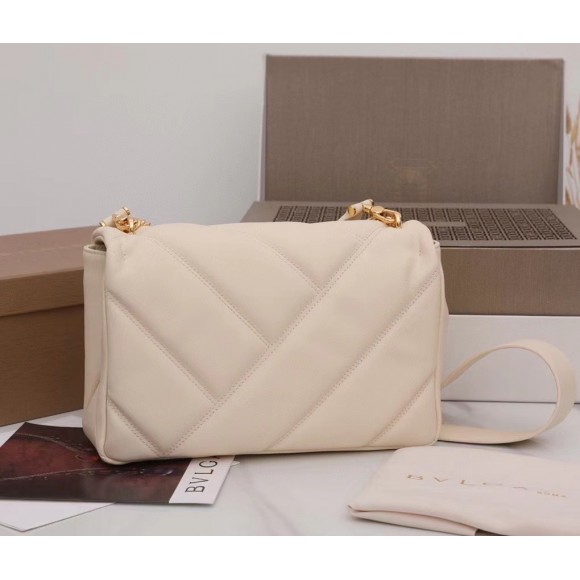 B*l*ai serpenti cabochon medium bag in white calfskin