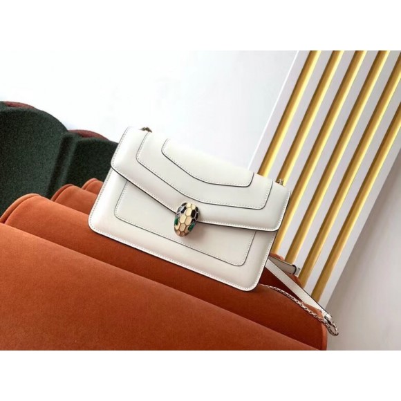 B*l*ai serpenti forever small cross-body bag in white calfskin