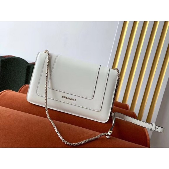 B*l*ai serpenti forever small cross-body bag in white calfskin