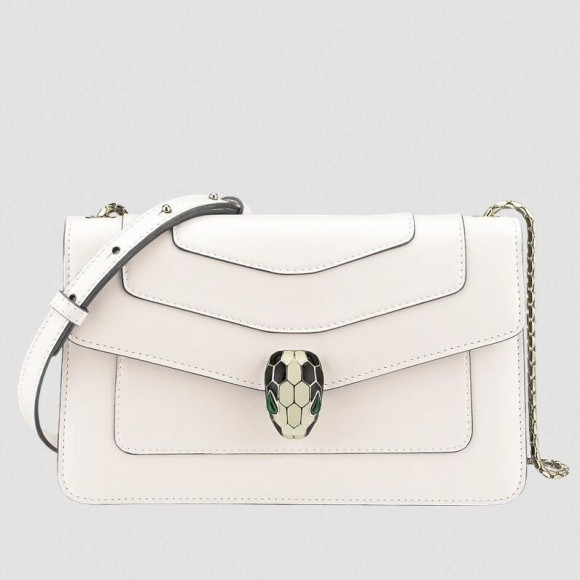 B*l*ai serpenti forever small cross-body bag in white calfskin