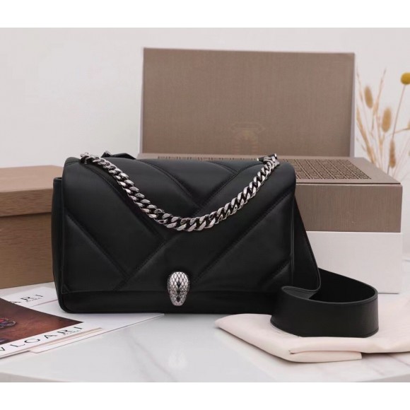 B*l*ai serpenti cabochon small bag in black calfskin