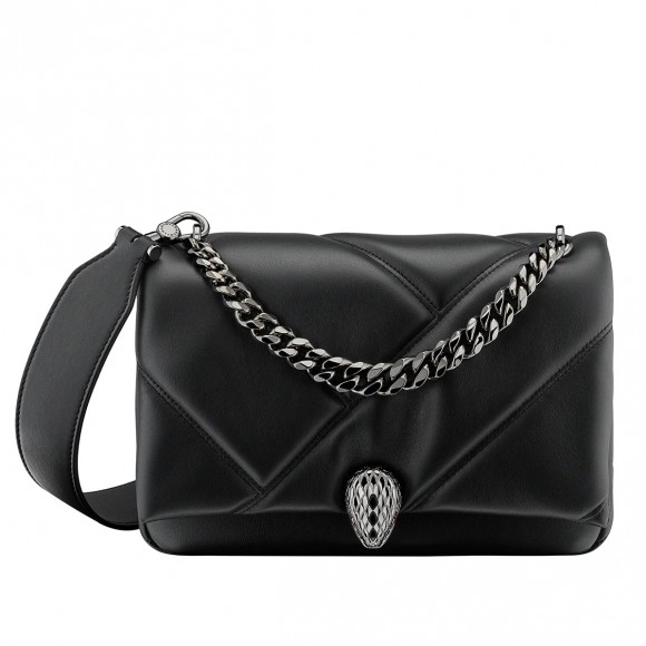 B*l*ai serpenti cabochon small bag in black calfskin