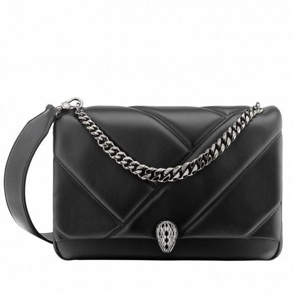 B*l*ai serpenti cabochon medium bag in black calfskin