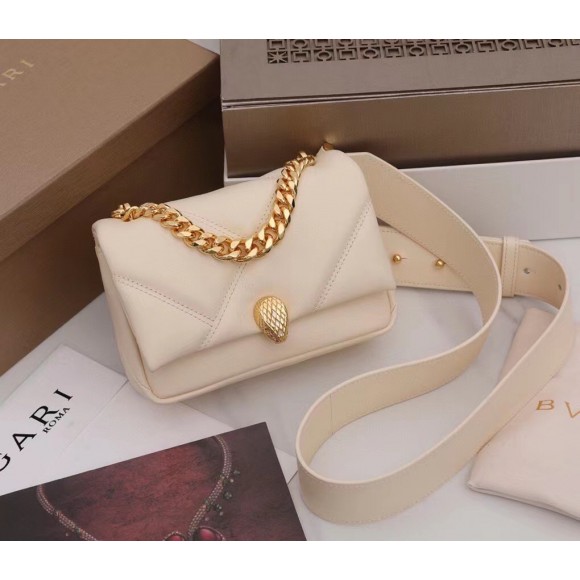 B*l*ai serpenti cabochon mini bag in white calfskin