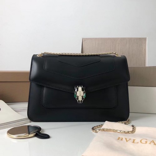 Bvlgari Serpenti Forever Medium Shoulder Bag In Black Calfskin