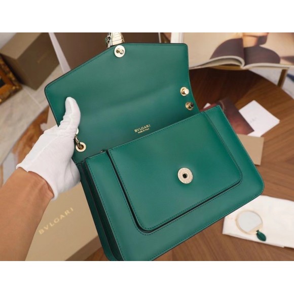 B*l*ai serpenti forever medium shoulder bag in green calfskin