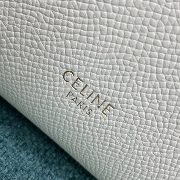 Ce**e belt nano bag in white grained calfskin