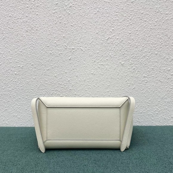 Ce**e belt nano bag in white grained calfskin