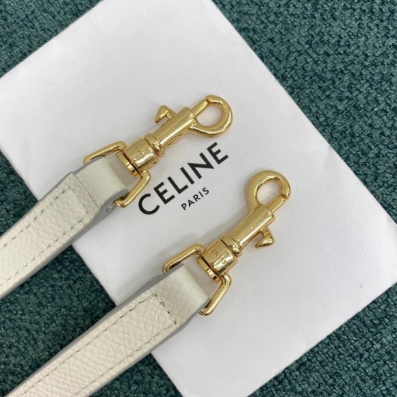 Ce**e belt nano bag in white grained calfskin