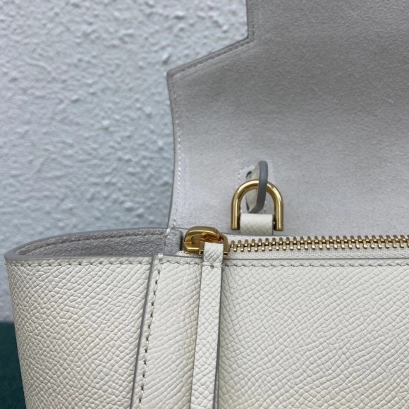 Ce**e belt nano bag in white grained calfskin