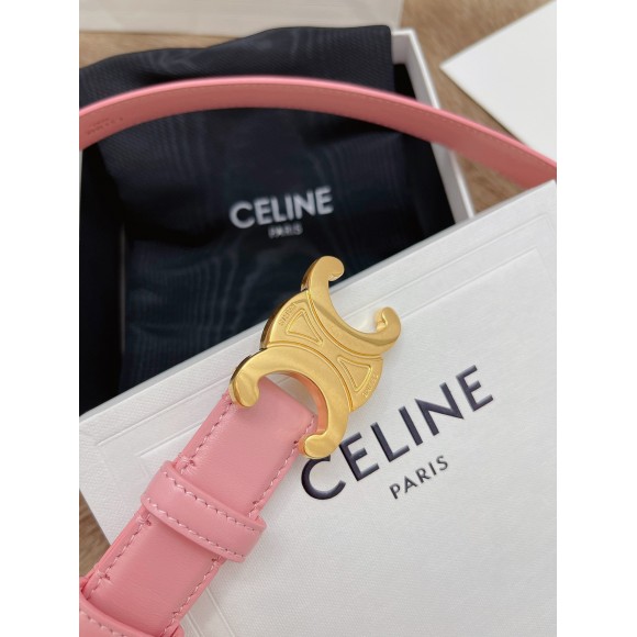 Ce**e medium triomphe belt 25mm in pink calfskin