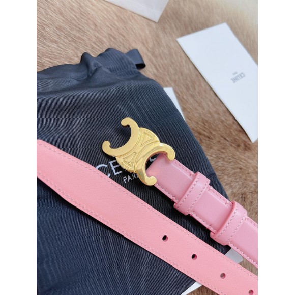 Ce**e medium triomphe belt 25mm in pink calfskin