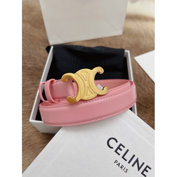 Ce**e medium triomphe belt 25mm in pink calfskin