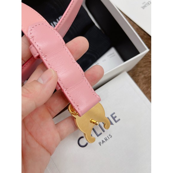 Ce**e medium triomphe belt 25mm in pink calfskin