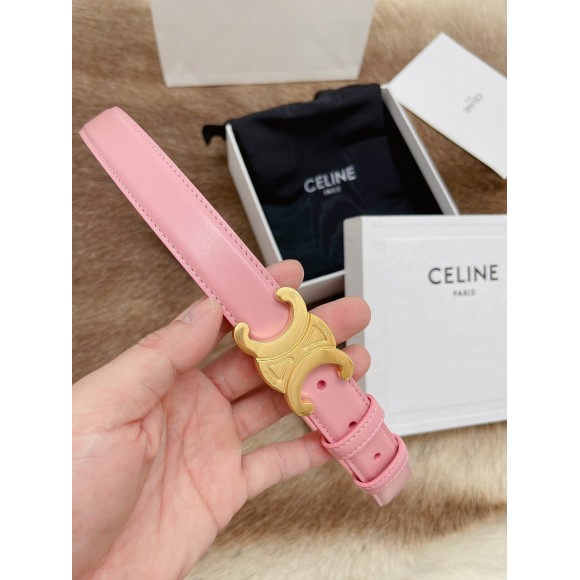 Ce**e medium triomphe belt 25mm in pink calfskin