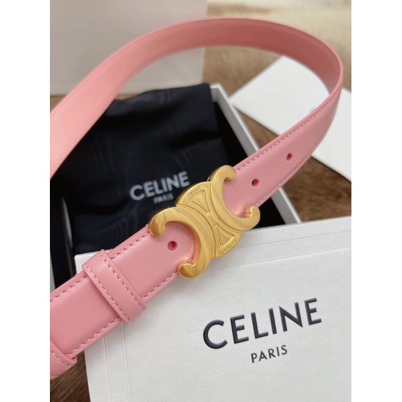 Ce**e medium triomphe belt 25mm in pink calfskin