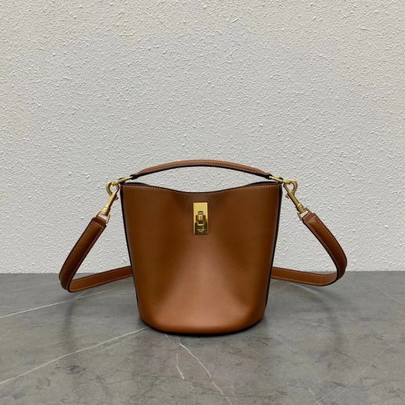 Ce**e teen bucket 16 bag in brown calfskin