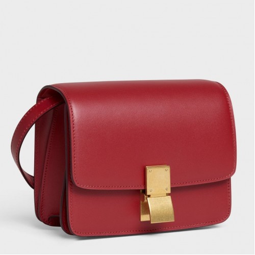 Celine Classic Box Small Bag In Red Box Calfskin