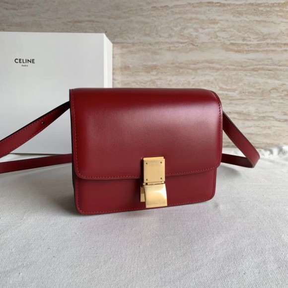 Ce**e classic box small bag in red box calfskin