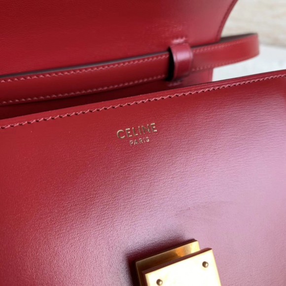 Ce**e classic box small bag in red box calfskin