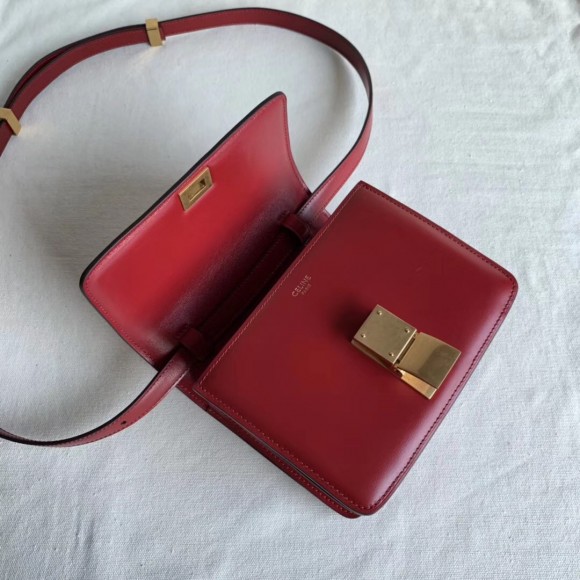 Ce**e classic box small bag in red box calfskin