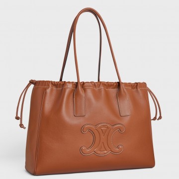 Celine Cabas Drawstring Cuir Triomphe Bag in Brown Calfskin Celine Cabas Drawstring Cuir Triomphe Bag in Brown Calfskin
