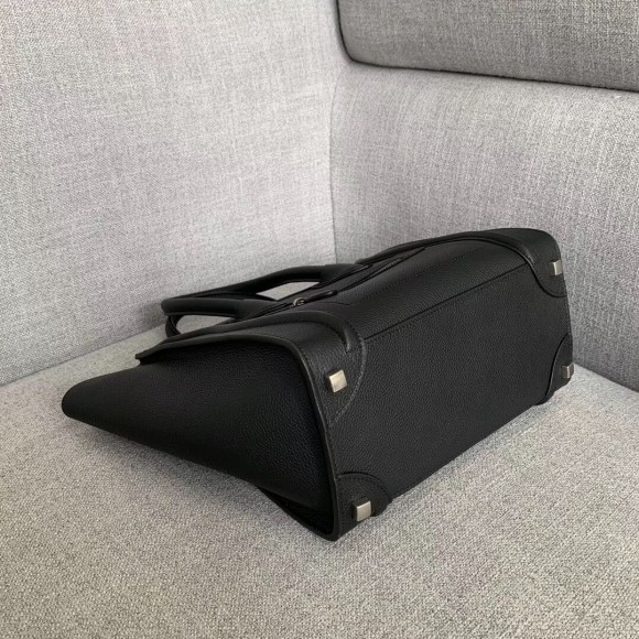 Ce**e micro luggage tote bag in black drummed calfskin