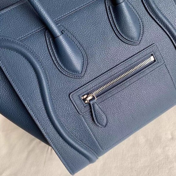 Ce**e micro luggage tote bag in navy blue drummed calfskin