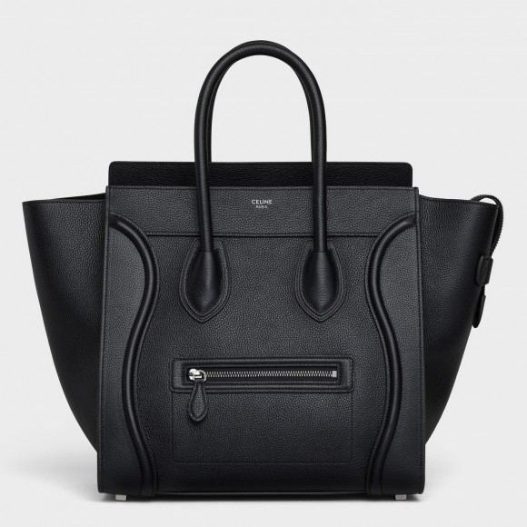 Ce**e mini luggage tote bag in black drummed calfskin