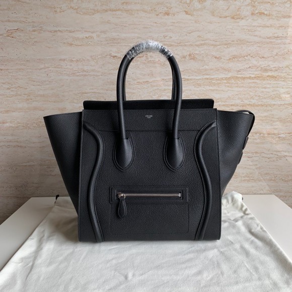 Ce**e mini luggage tote bag in black drummed calfskin