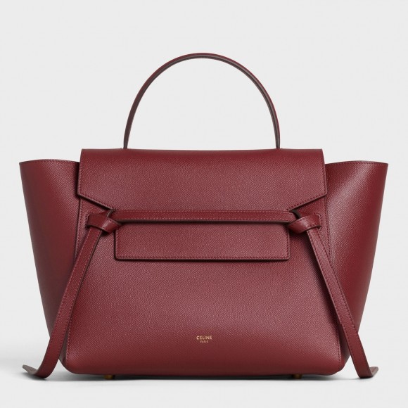 Ce**e belt mini bag in bordeaux grained calfskin