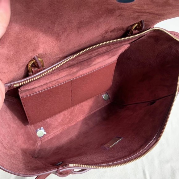 Ce**e belt mini bag in bordeaux grained calfskin