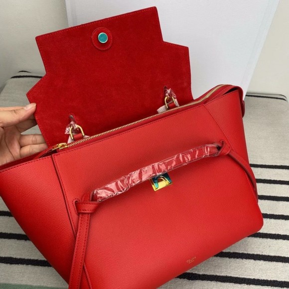 Ce**e belt mini bag in red grained calfskin