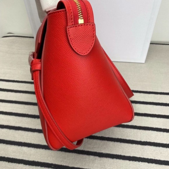 Ce**e belt mini bag in red grained calfskin