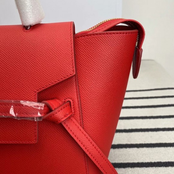 Ce**e belt mini bag in red grained calfskin