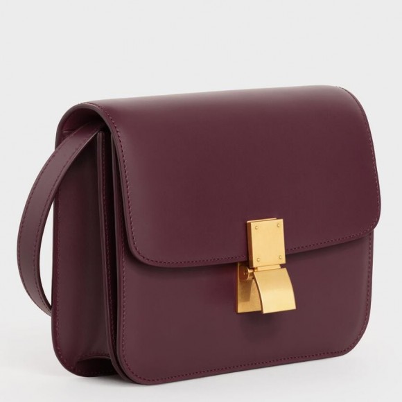 Ce**e classic box teen bag in burgundy box calfskin