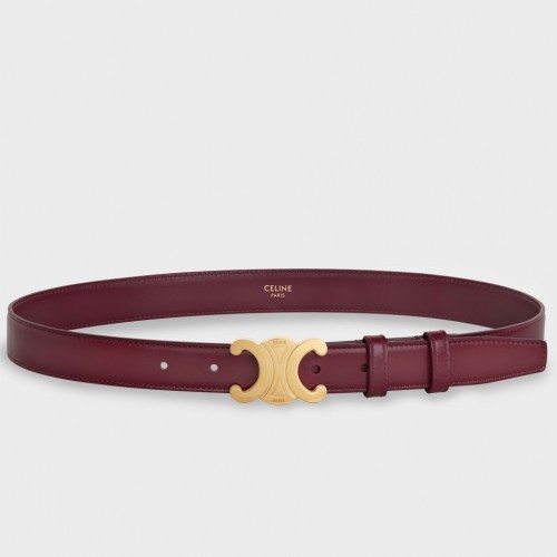 Celine Medium Triomphe Belt 25MM in Bordeaux Calfskin