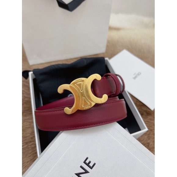 Ce**e medium triomphe belt 25mm in bordeaux calfskin