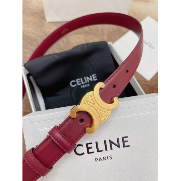 Ce**e medium triomphe belt 25mm in bordeaux calfskin