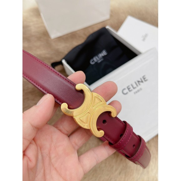 Ce**e medium triomphe belt 25mm in bordeaux calfskin