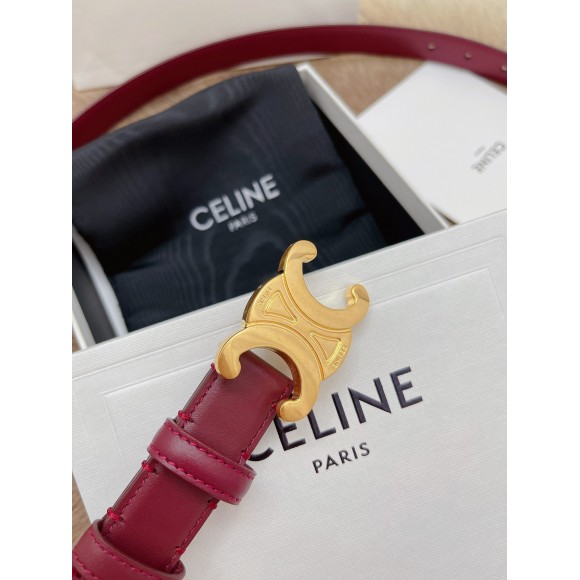 Ce**e medium triomphe belt 25mm in bordeaux calfskin