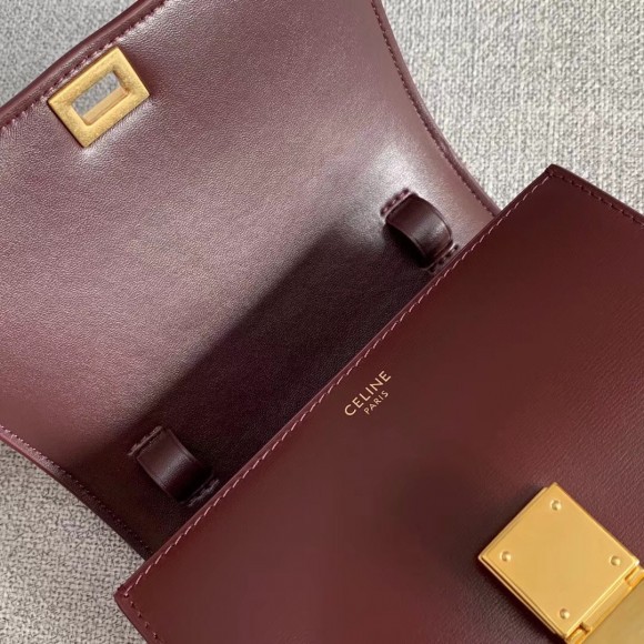 Ce**e classic box small bag in bordeaux box calfskin