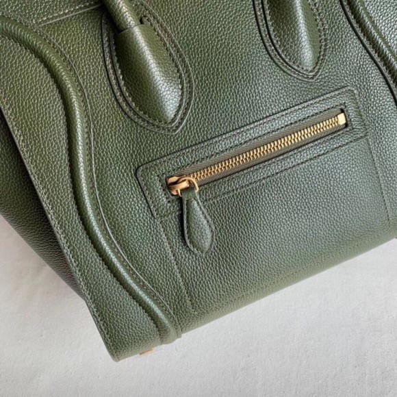 Ce**e micro luggage tote bag in khaki green drummed calfskin