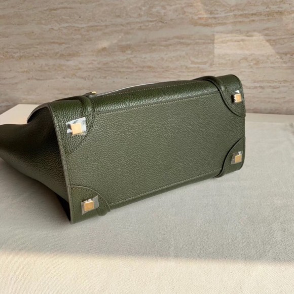 Ce**e micro luggage tote bag in khaki green drummed calfskin